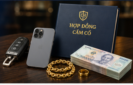 Hợp đồng cầm cố, chìa khóa ô tô, điện thoại, trang sức vàng và tiền Việt Nam